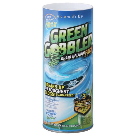 Green Gobbler Drain Opening Pacs 3ct