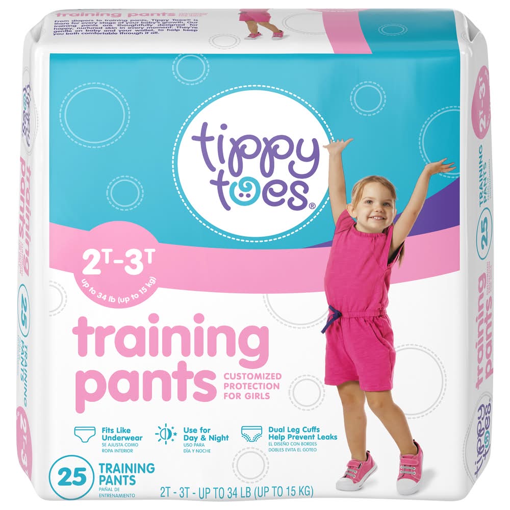 Tippy Toes Training Pants For 2t-3t Up To 34 lb Girls (25 ct)