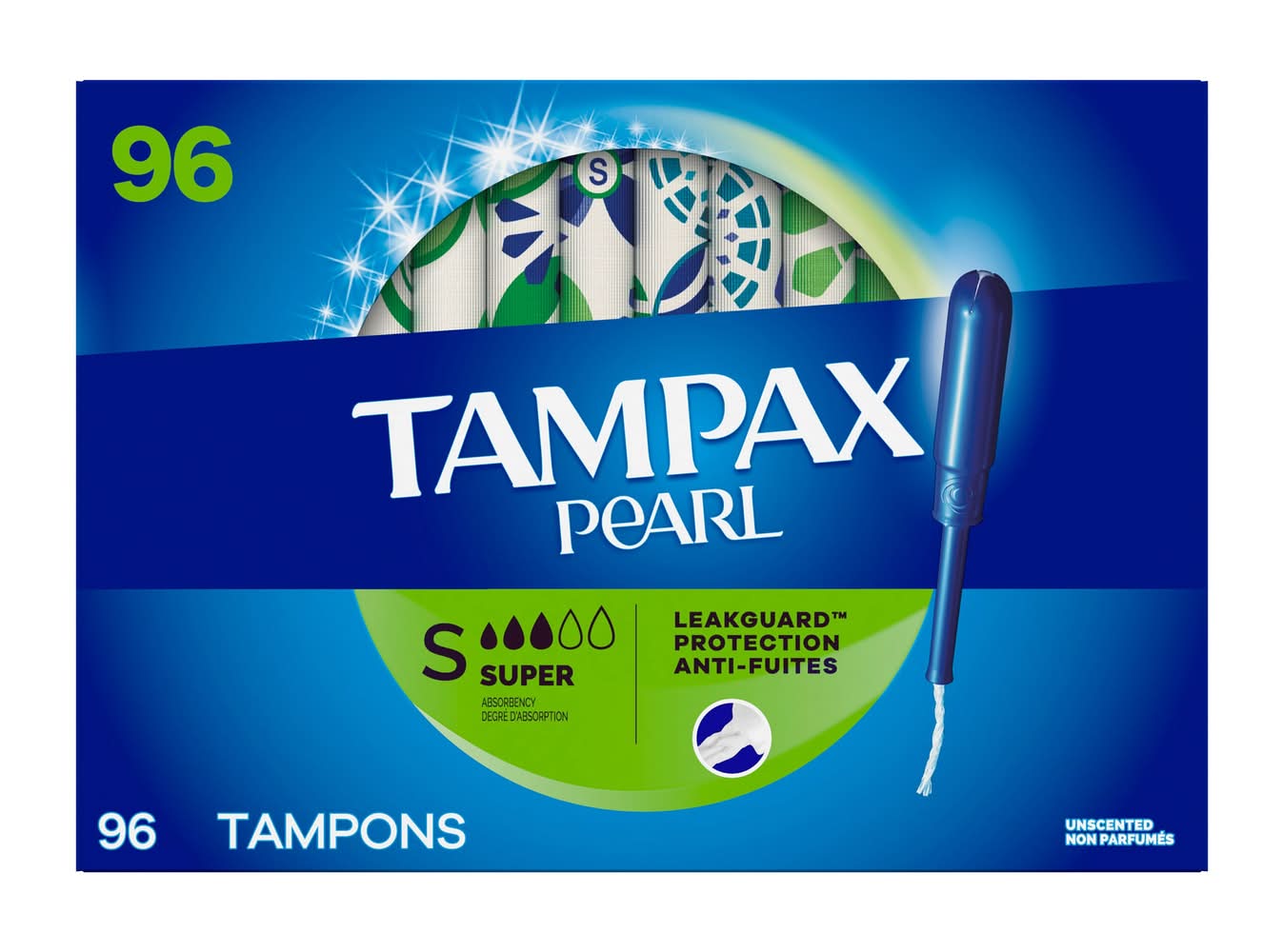 Tampax - Tampons Pearl, Super, 96 Serviettes / Tampax Pearl Super Tampons, 96-Count