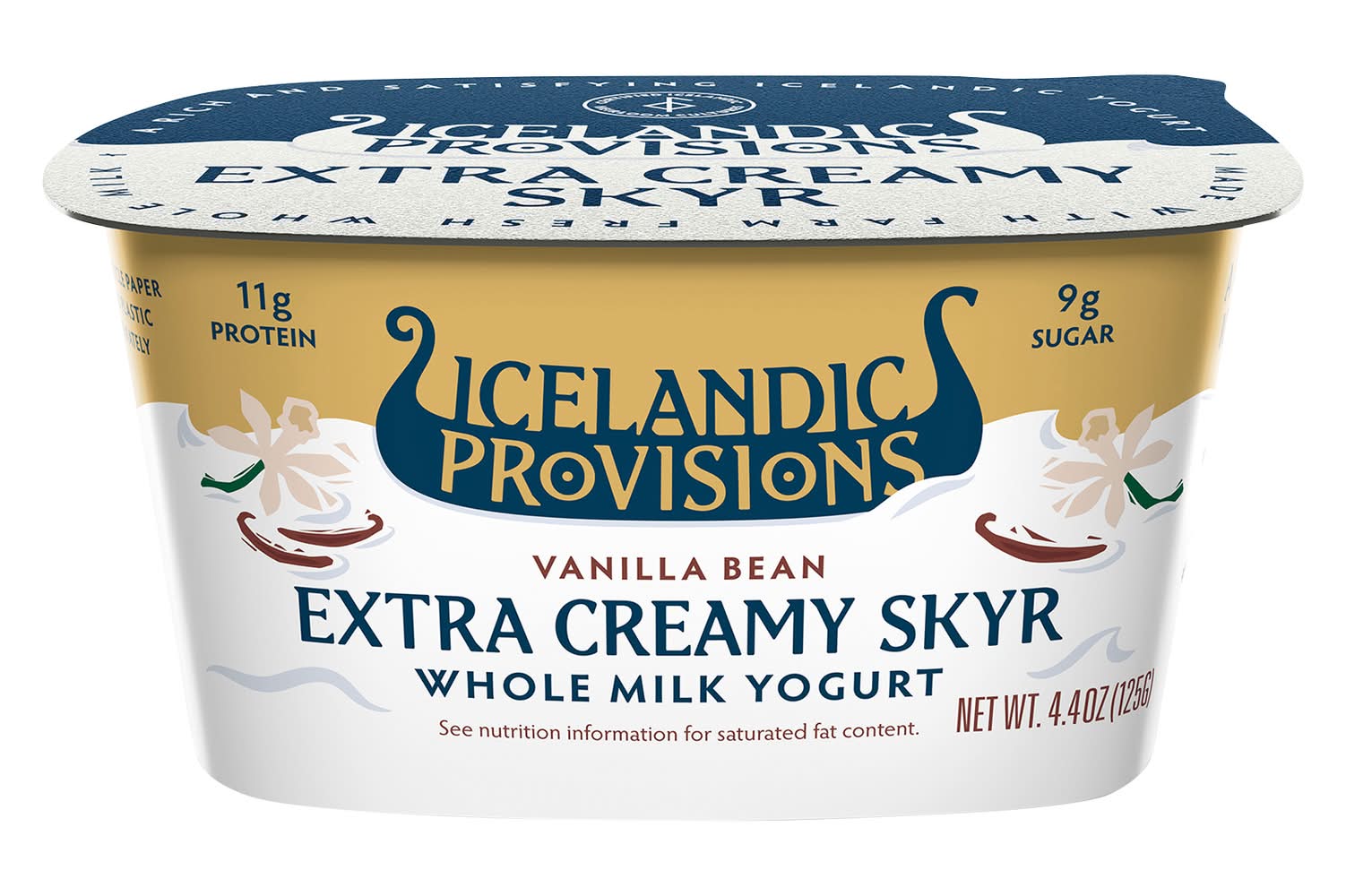 Icelandic Provisions Extra Creamy Skyr Whole Milk Yogurt, Vanilla Bean (4.4 oz)