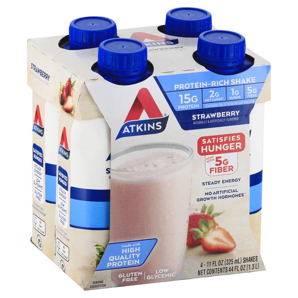 Atkins Strawberry Protein-Rich Shake ( 4 ct, 11 fl oz )