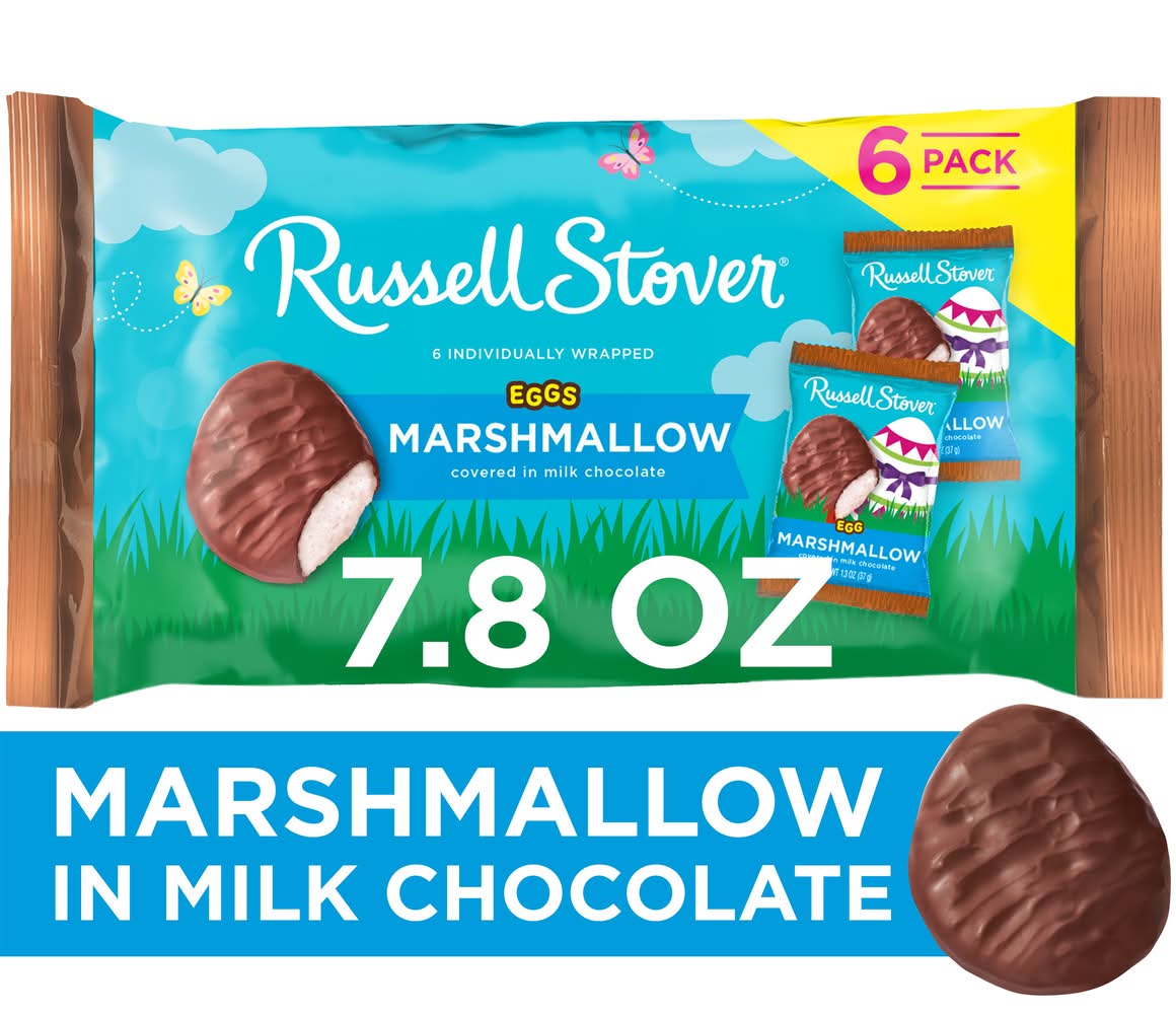 Russell Stover Easter Marshmallow Milk Easter Eggs, Chocolate (7.8 oz, 6 ct)