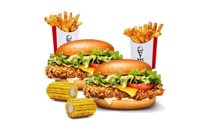 2 Burger La Coronel + 2 Patatas + 2 Mazorcas