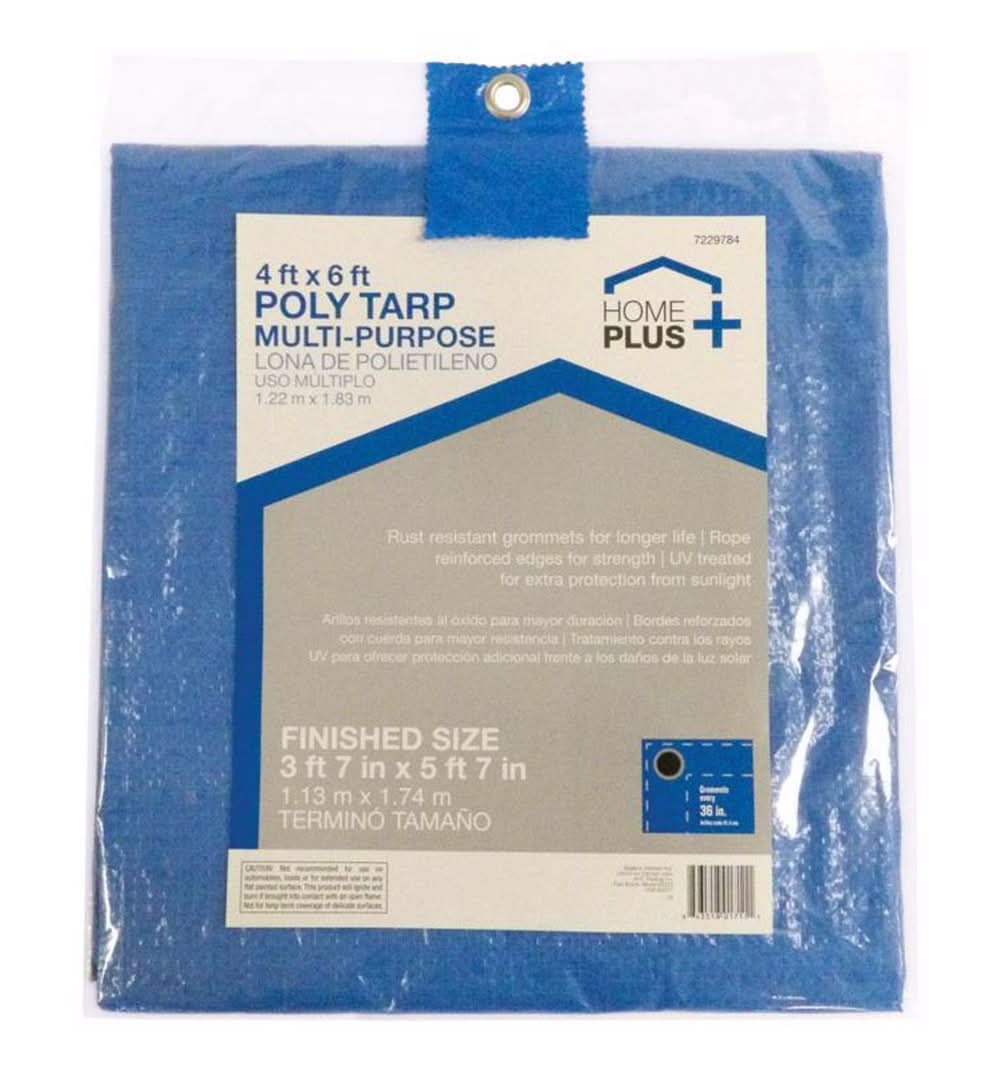 Home Plus 4 Ft. W X 6 Ft. L Light Duty Polyethylene Tarp Blue