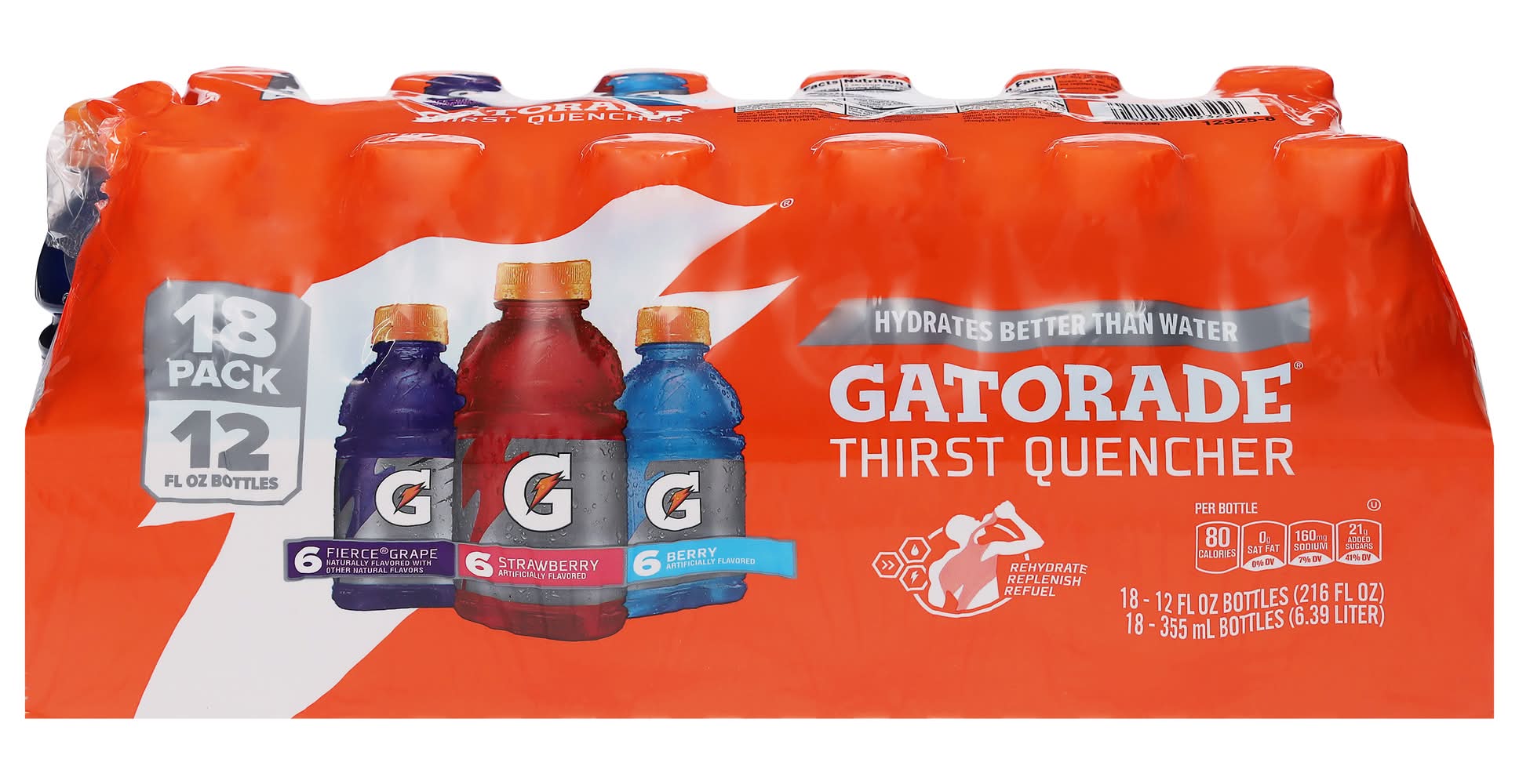 Gatorade Thirst Quencher Sports Drink Variety pack, Fierce Grape-Strawberry-Berry (18 x 12 fl oz)
