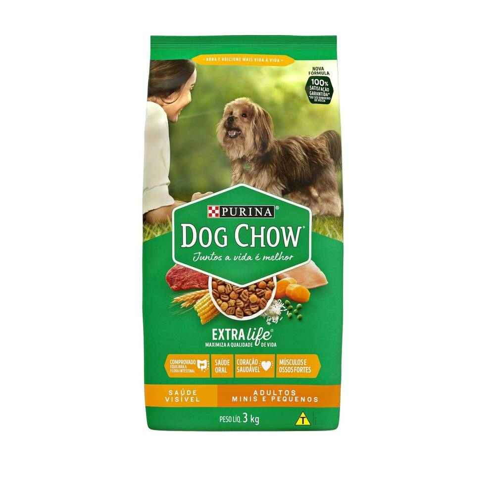 Purina ração para cães adultos de raças pequenas dog chow (3kg)