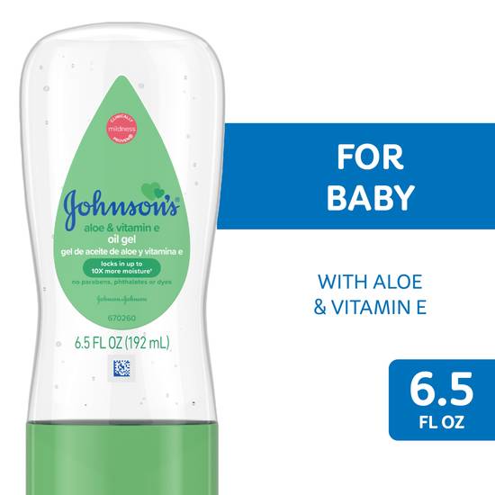 Johnson's Baby Oil Gel with Aloe Vera & Vitamin E, 6.5 fl. oz