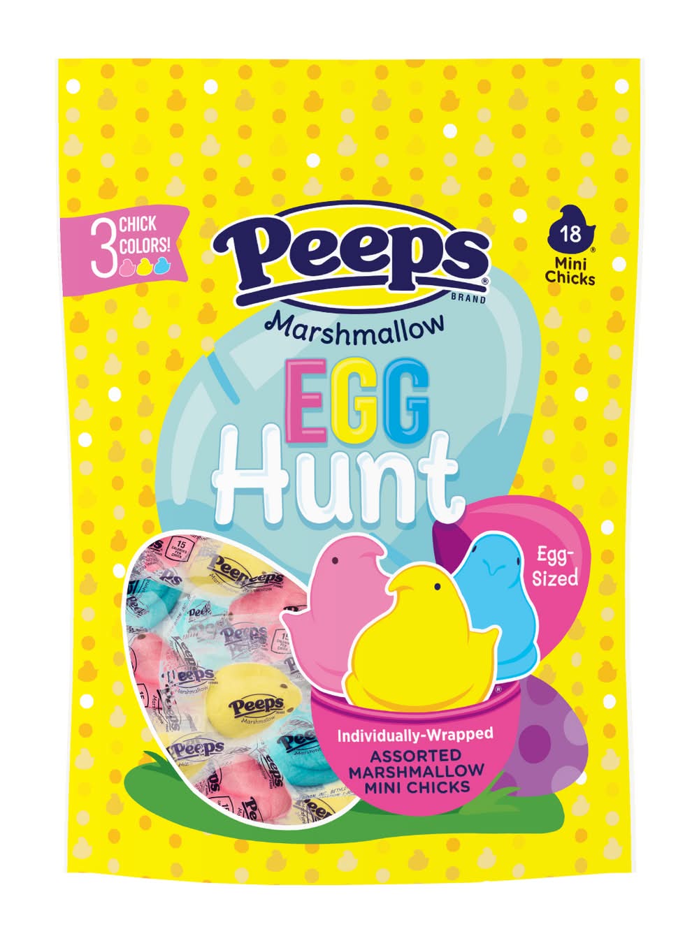 Peeps Marshmallow Mini Chicks Egg Hunt (3.17 oz, 18 ct)
