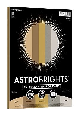 Astrobrights 65 lb. Cardstock Paper, 8.5 x 11, Naturals Assortment, 50 Sheets/Ream (99316MA)
