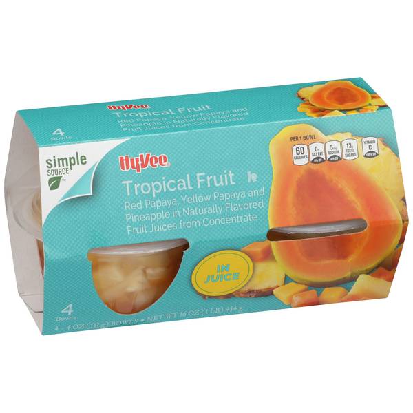 Hy-Vee Tropical Fruit in Juice (16 oz, 4 ct)