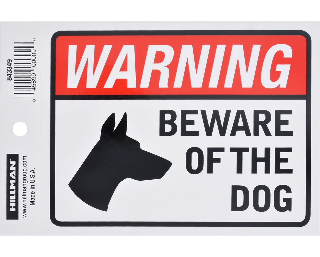 Hillman English White Beware Decal 4 In. H X 6 In. W