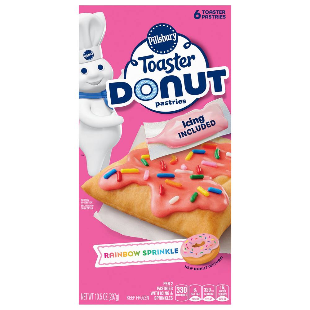 Pillsbury Rainbow Sprinkle Toaster Donut Pastries (10.5 oz, 6 ct)