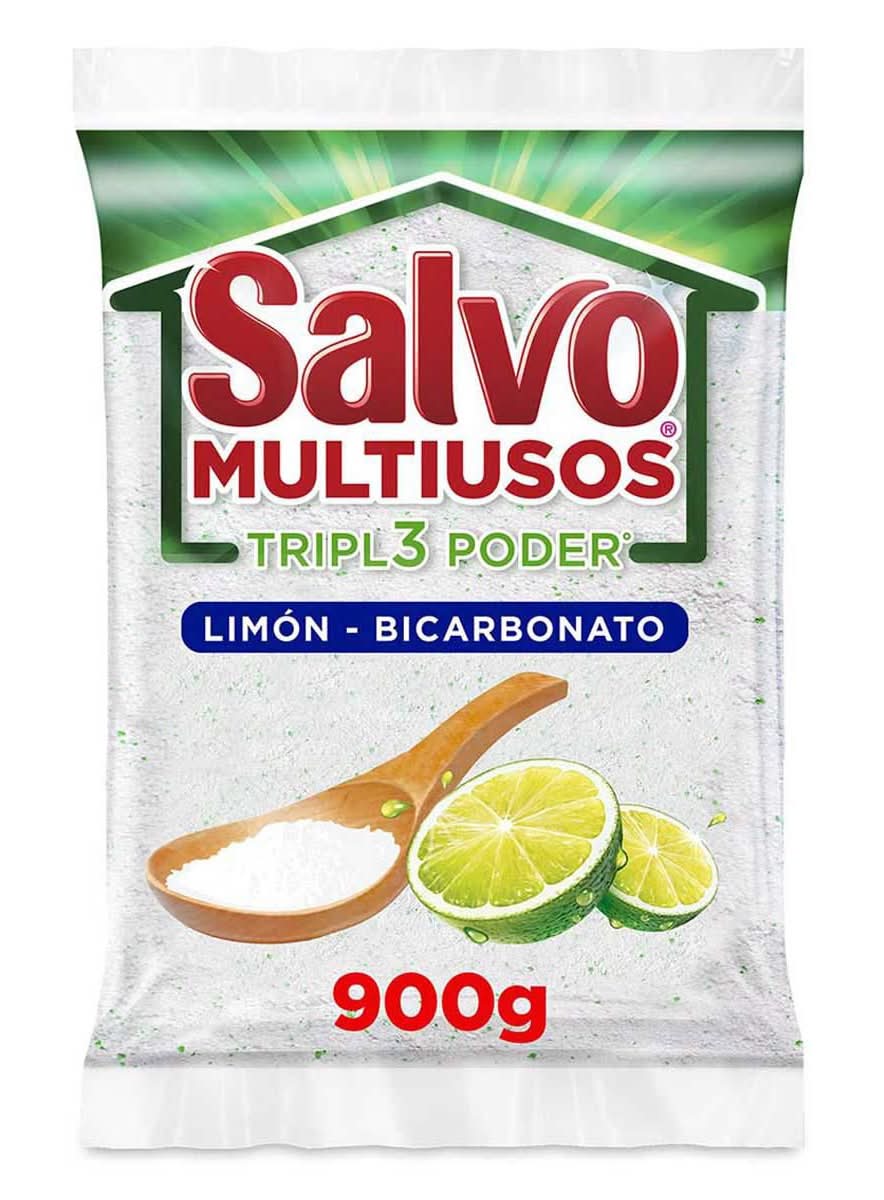 Salvo · Detergente en polvo limpiador multiusos con bicarbonato, limón (900 g)