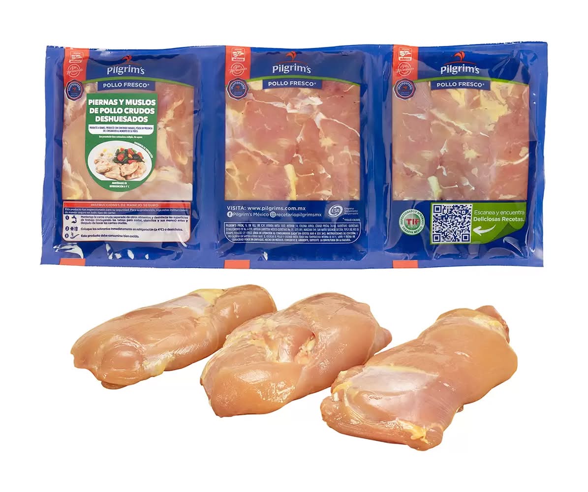 Pilgrim's · Piernas y muslos de pollo crudo deshuesado