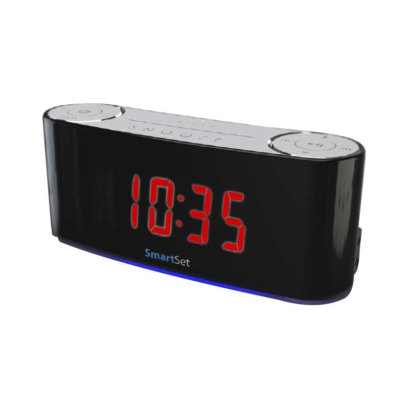 Sylvania Bluetooth Smart Set Mood Light Clock Radio, Black