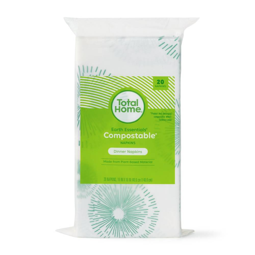 Total Home Earth Essentials Compostable Napkins, 20 ct