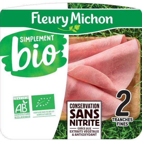 Jambon supérieur Bio sans nitrites Fleury michon 2x30g