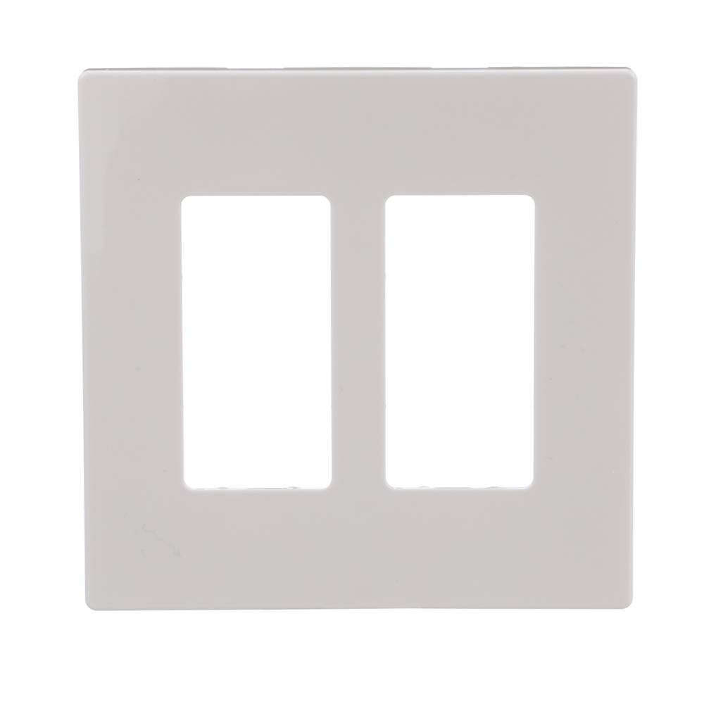 Eaton 2-Gang Midsize White Polycarbonate Indoor Screwless Decorator Wall Plate | PJS262W-F-LW