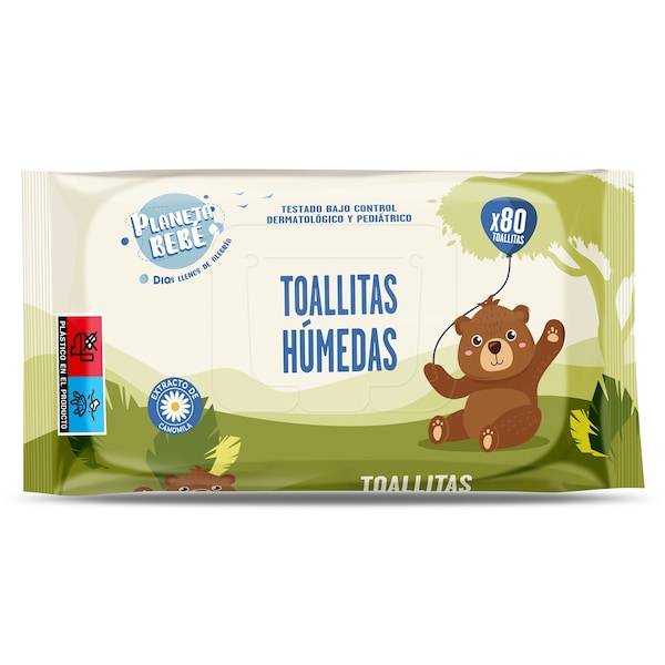 Recambio de Toallitas Húmedas Planeta Bebé Bolsa (80 Unidades)