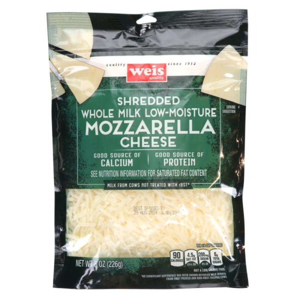 Weis Shredded Whole Milk Mozzarella Cheese (8 oz)