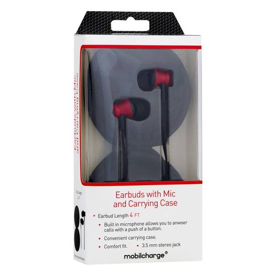 Mobilcharge Earbuds With Mic and Carrying Case