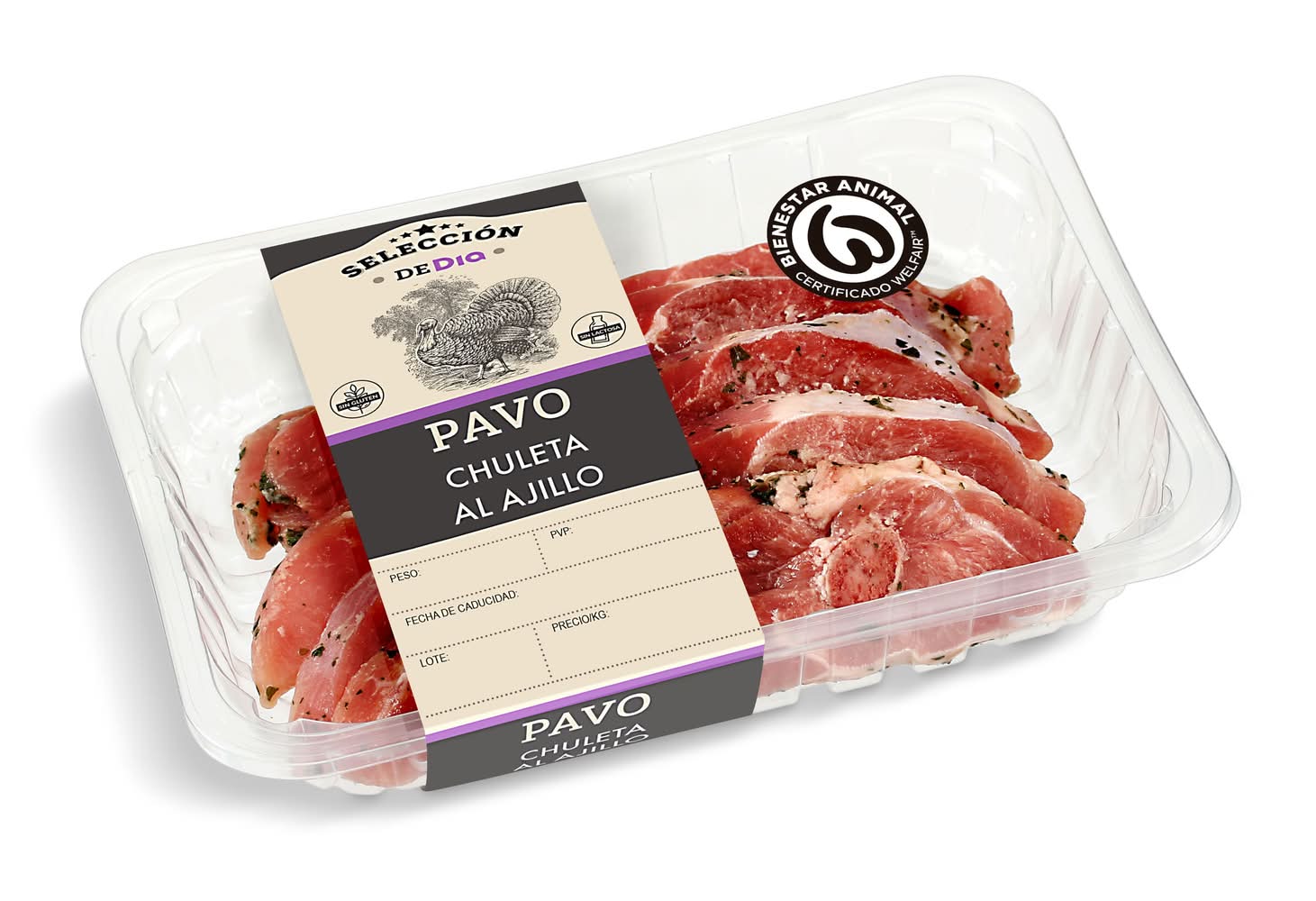 Chuletas De Pavo Al Ajillo Selección De Dia Bandeja 600 G Aprox.