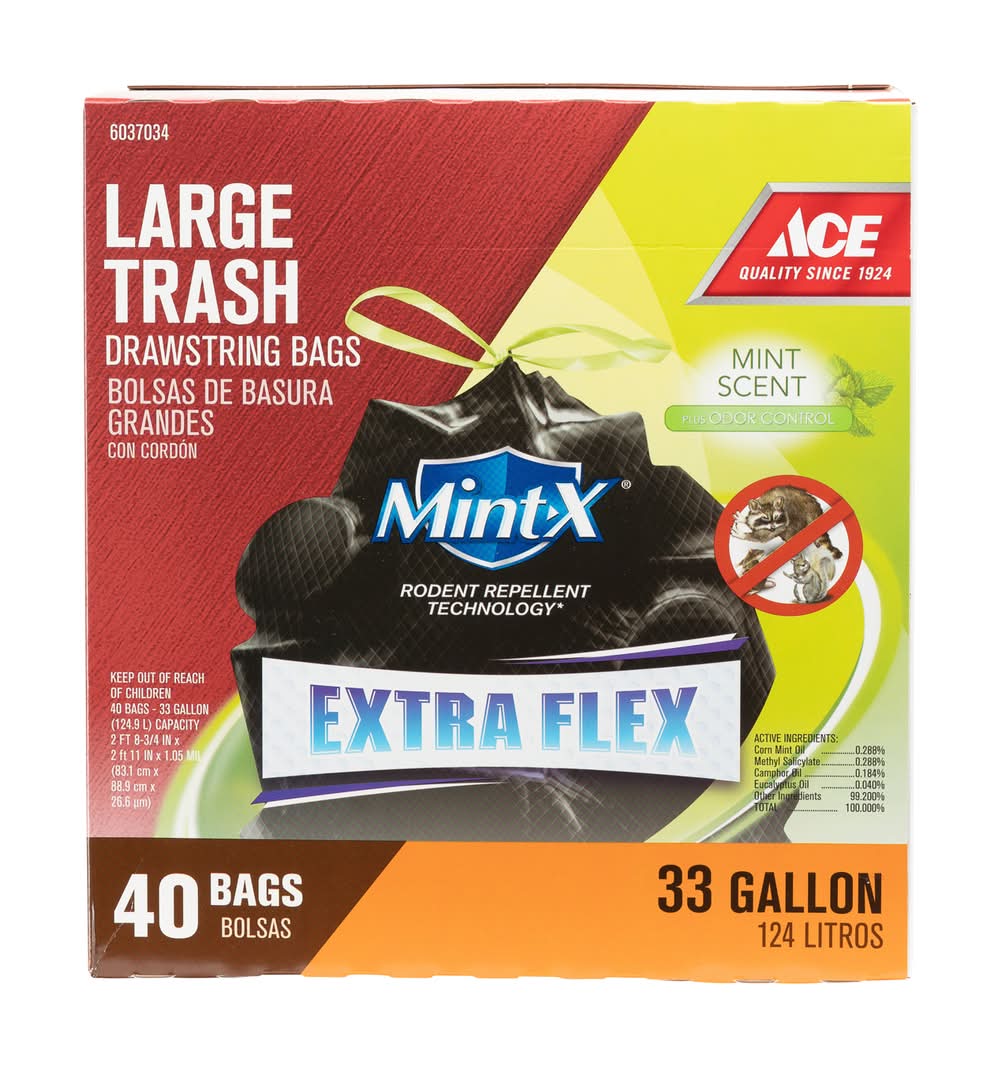 ACE 33 Gal Mint Trash Bags Drawstring 40 Pk