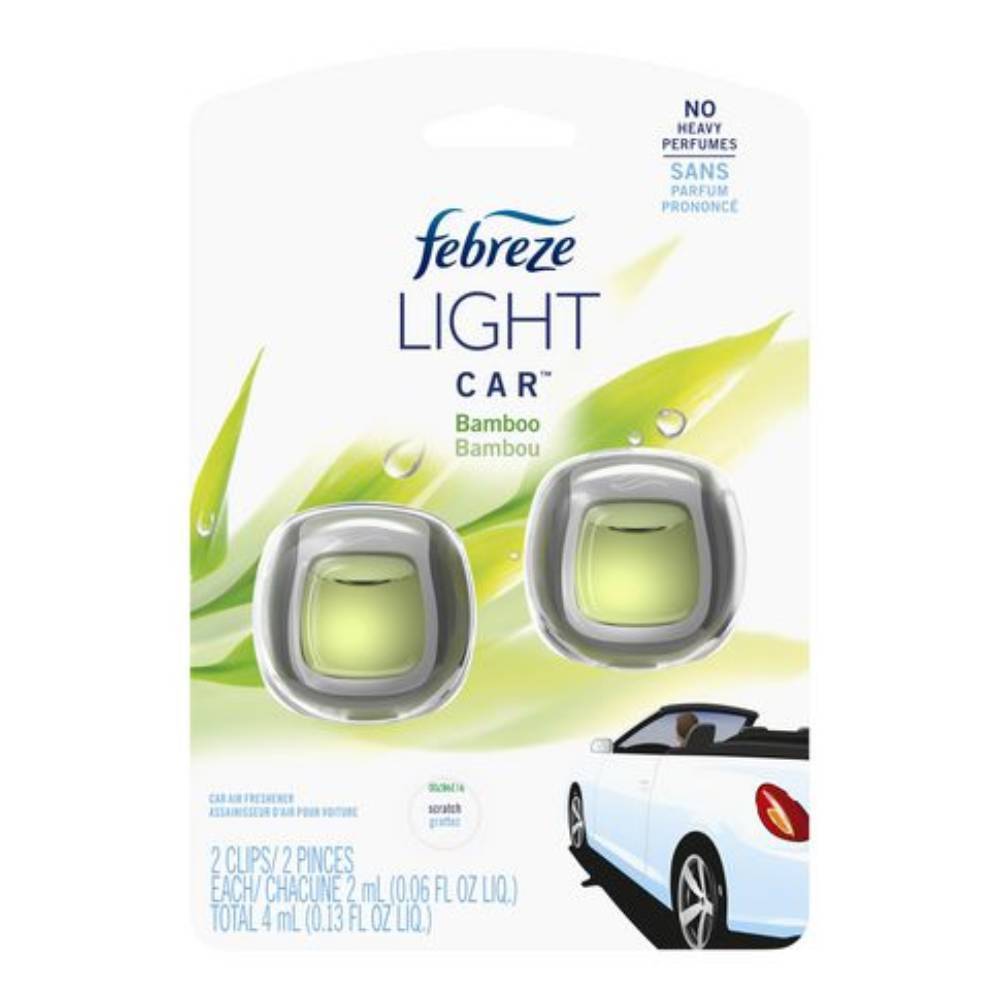 Febreze Light Odor Eliminating Car Freshener Vent Clip Bamboo (2 units)