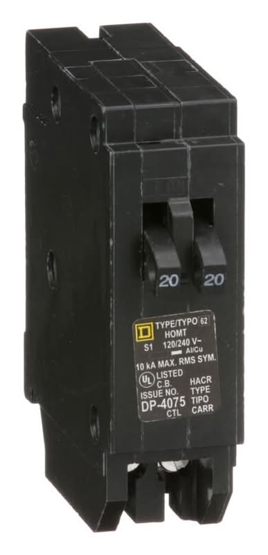 Square D Homeline 20-amp/20-amp 1 -Pole Tandem Circuit Breaker