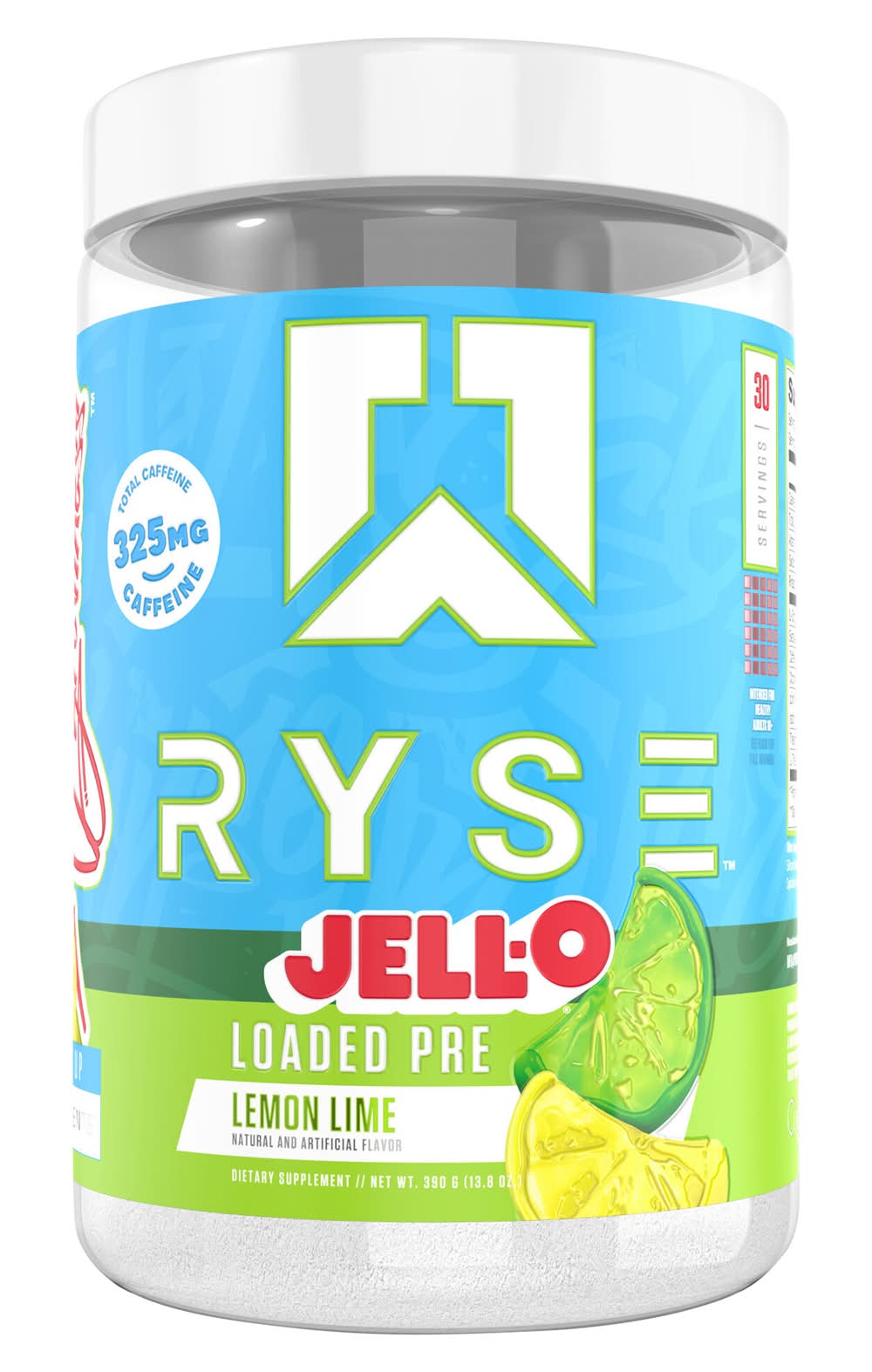 RYSE Jell-O Loaded Pre Workout Powder Supplement, Lemon-Lime (13.8 oz)