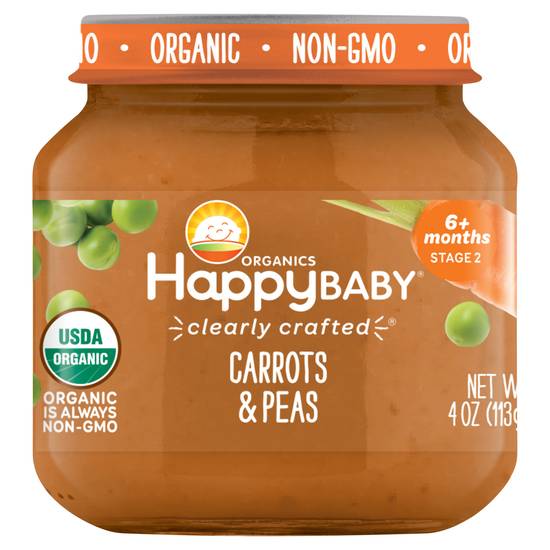 Happy Baby Stage 2 Organic Carrots & Peas
