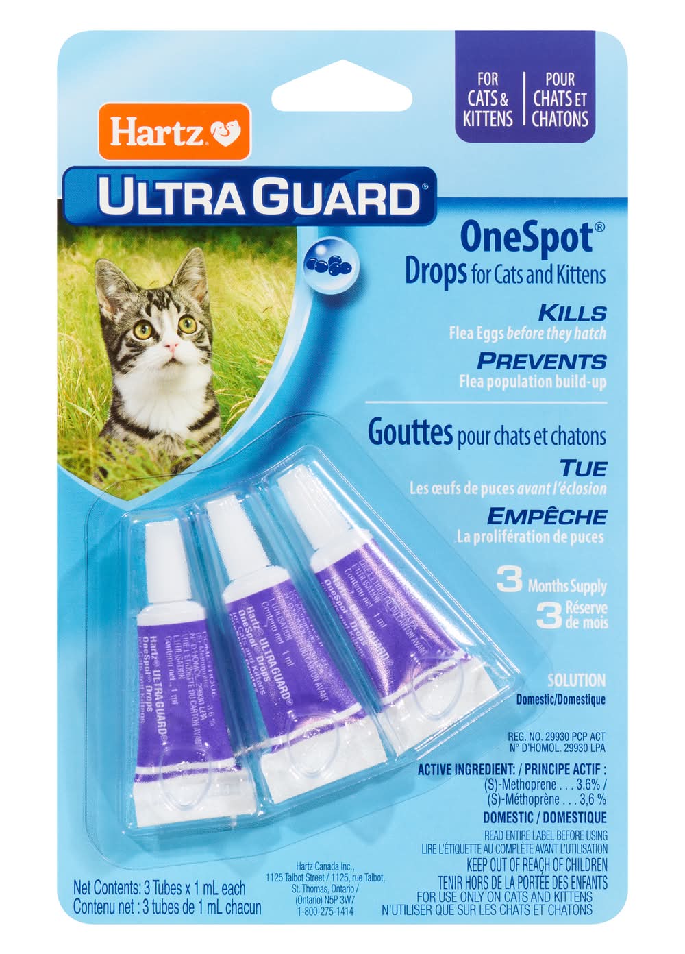 Hartz Ultraguard One Spot Drops For Cat (450 g, 3 ct)