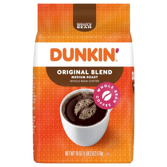 Dunkin' Medium Roast Whole Bean Original Blend Coffee (18 oz)