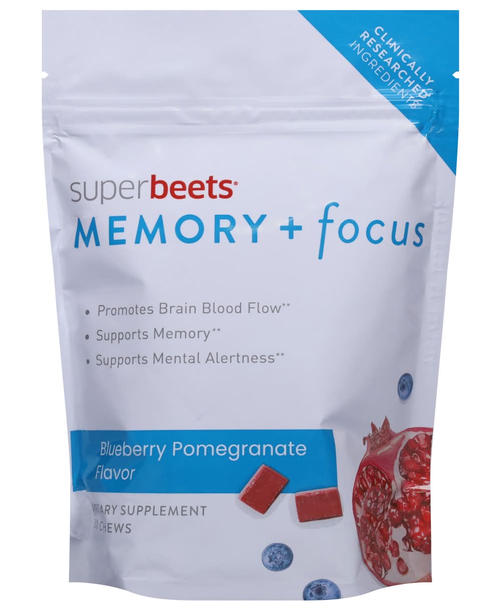 HumanN Superbeets Memory & Focus Chews, Blueberry-Pomegranate (30 ct)