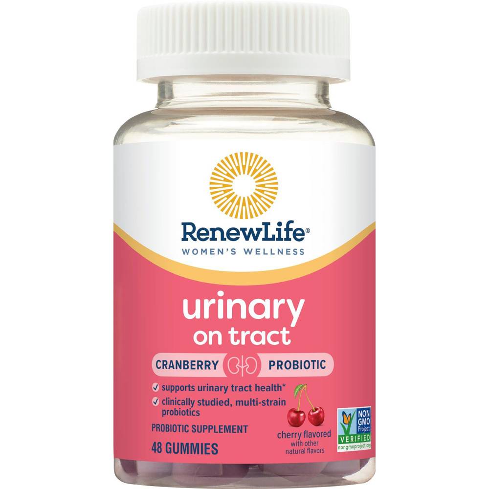 Renew Life Women's Wellness Urinary on Tract Probiotic Supplement with Cranberry, Promotes Immune Health, Urinary Tract Health and Digestive Health, 48 Probiotic Gummies, 2 Billion CFU