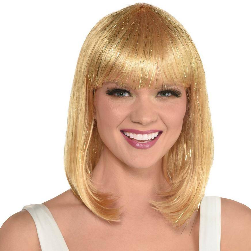 Party City Gold Long Bob Wig (female/gold)