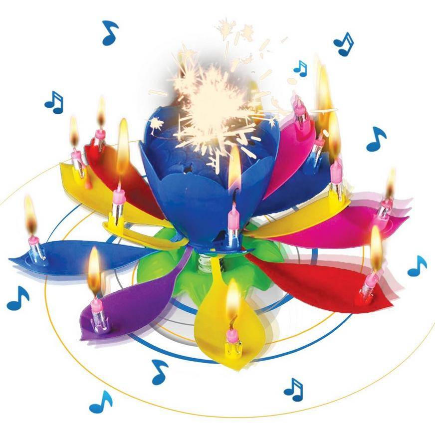 Party City Musical Lotus Wax Birthday Candle (6.5 in x 4.5 in)