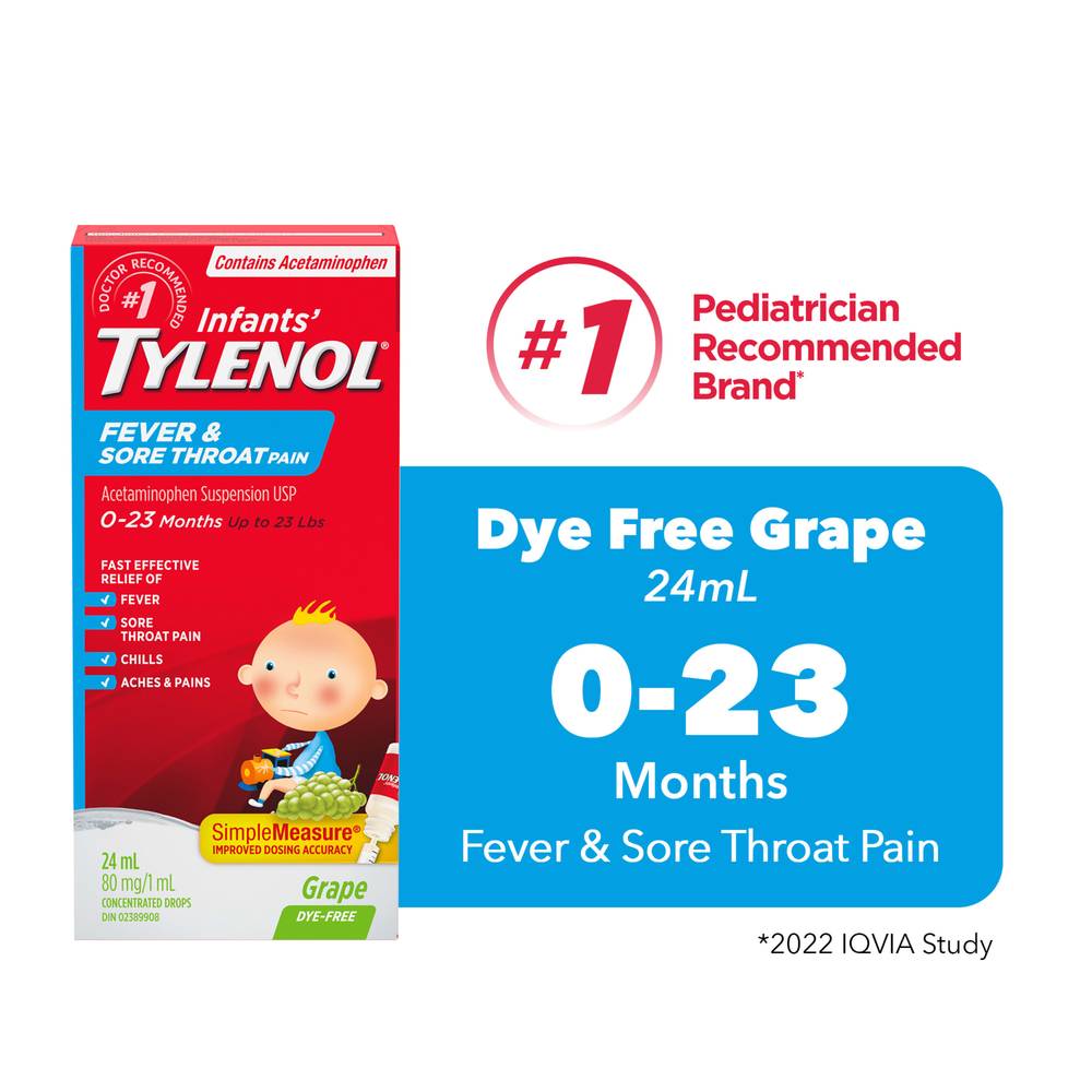 Tylenol White Grape Flavoured Infant Acetaminophen Syrup, Infants' (24 g)