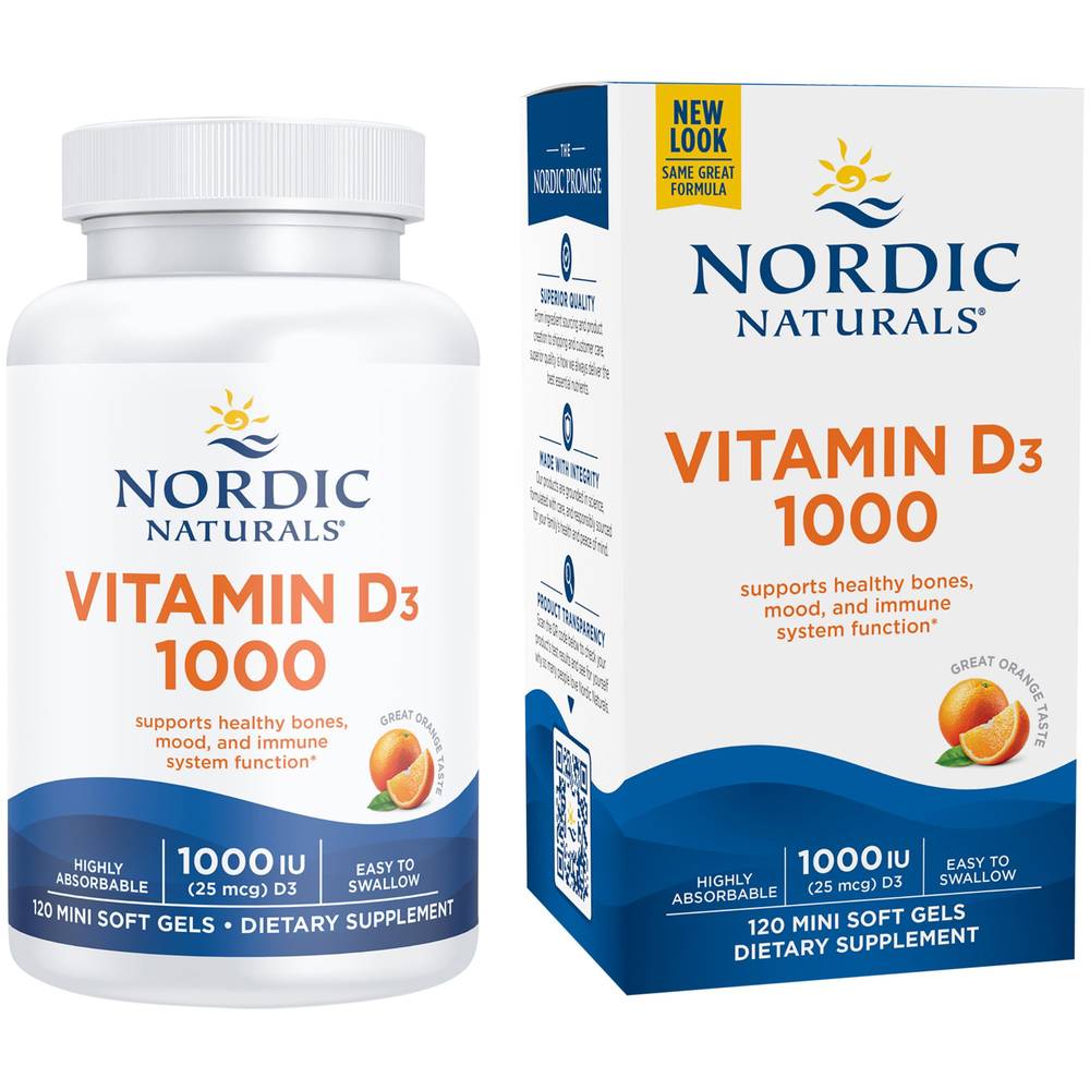 Vitamin D3 1000 – Bone, Mood, & Immune Support – 1,000 Iu – Orange (120 Mini Softgels)