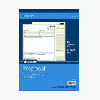 Adams Proposal Book, 8 3/8" X 11", 1 Part With Carbons, White (50 ct)