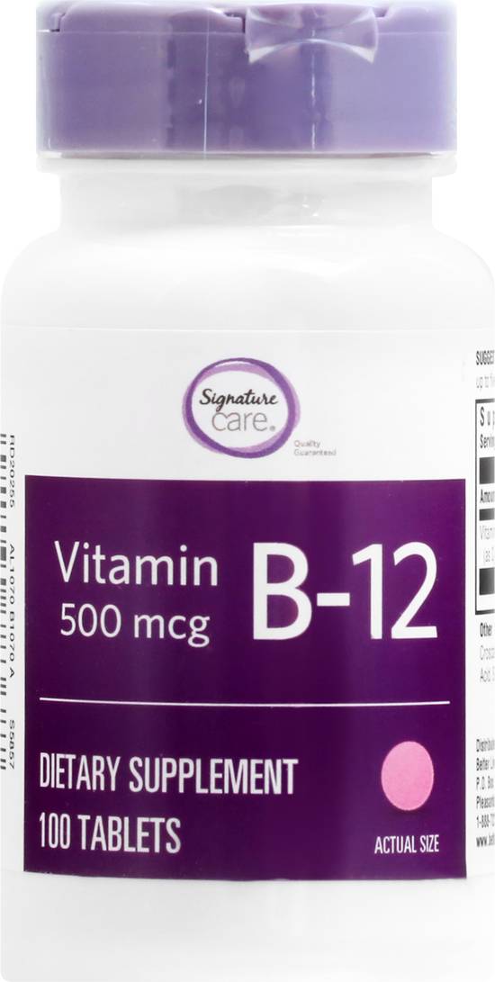 Signature Care Vitamin B12 500 Mcg Dietary Supplement (100 ct)