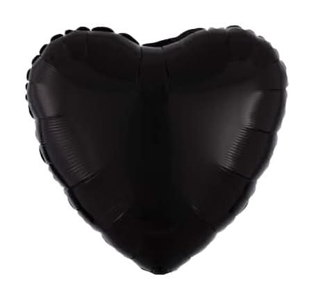 Inflated 17" Black Heart Mylar Balloon