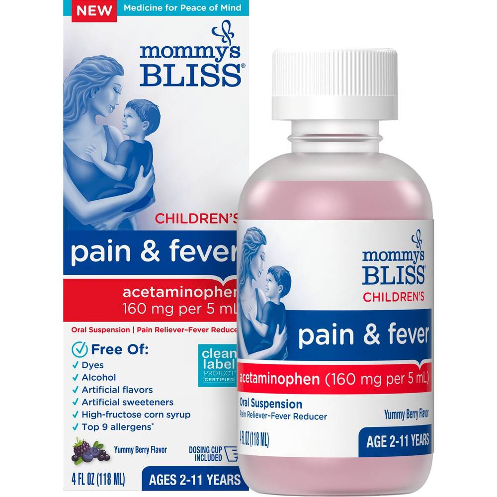 Mommy's Bliss Children's Pain & Fever Acetaminophen, Yummy Berry (4 fl oz)