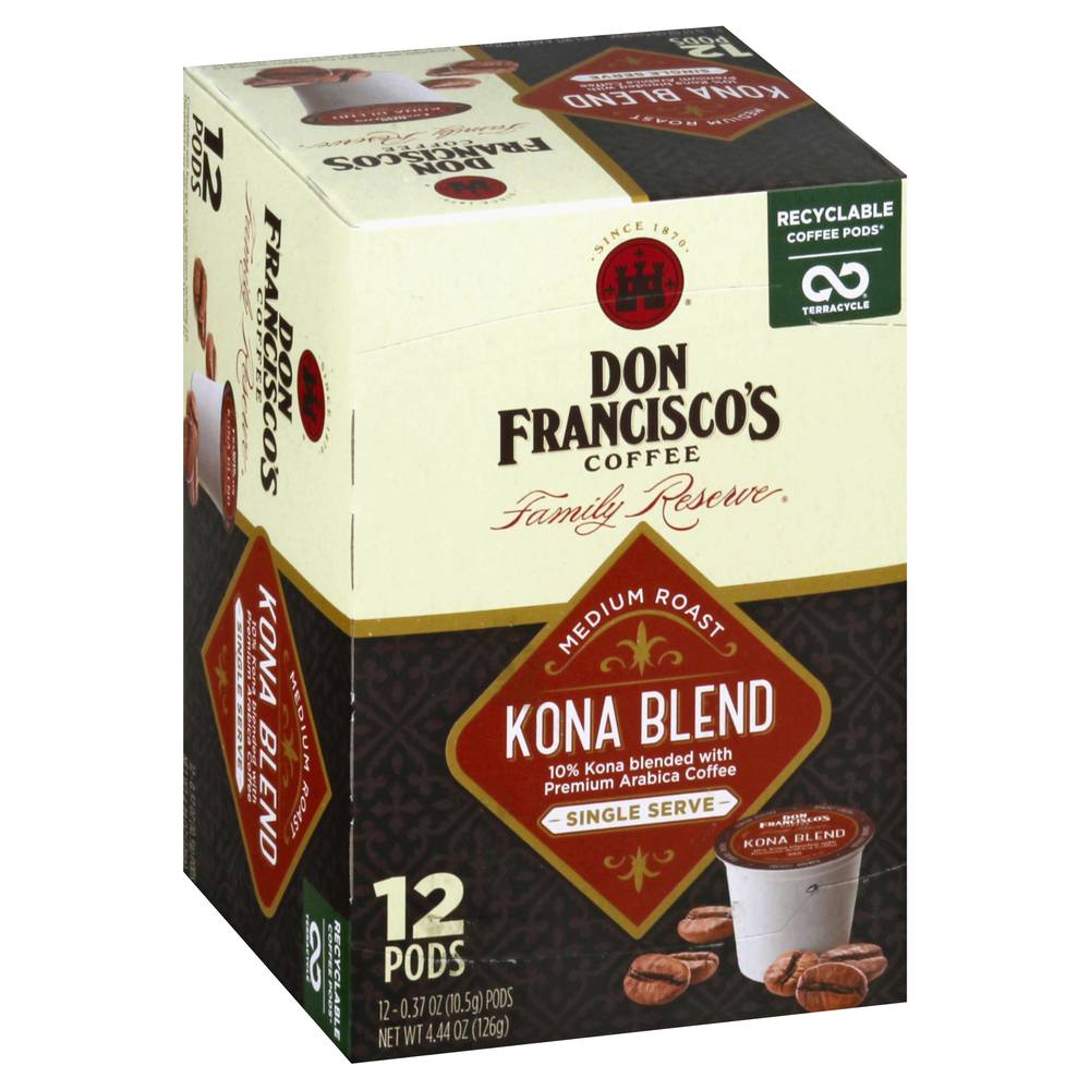 Don Francisco's Single Serve Medium Roast Kona Blend Coffee Pods (0.37 oz, 12 ct)