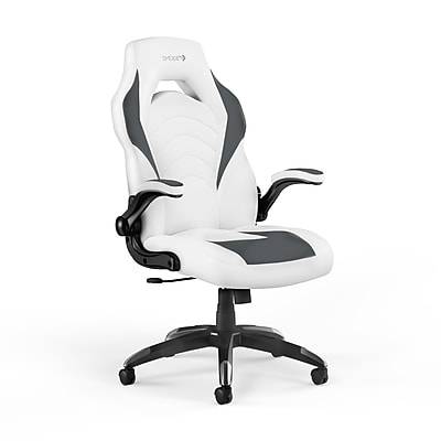 Emerge Staples Vortex Bonded Leather Gaming Chair (white-gray)