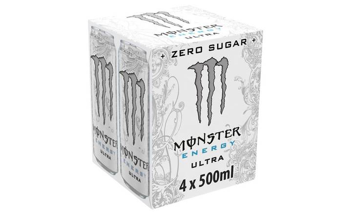 Monster Ultra Zero Sugar Energy Drink 4 x 500ml Cans (392900)