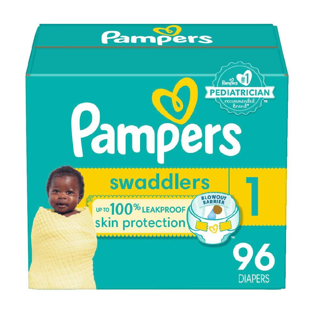 Pampers Swaddlers Diapers, Size 1, 96 CT