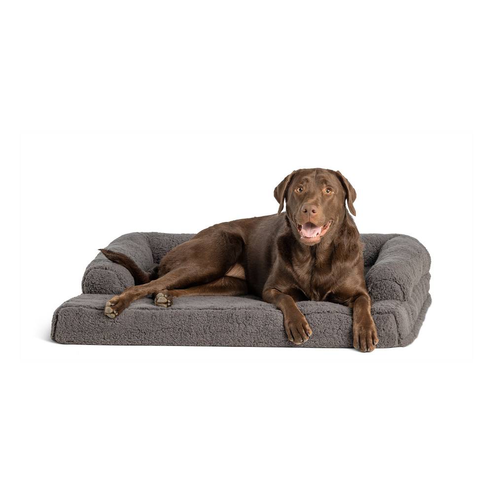 Top Paw® Sherpa Couch Dog Bed (Color: Grey, Size: 30\"L X 36\"W X 8\"H)