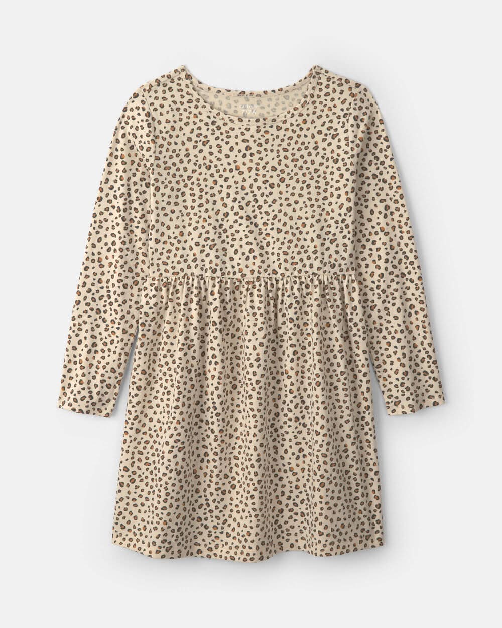 Girls Leopard Long-Sleeve Dress - Brown - 12