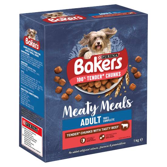 Bakers Meaty Meals Adult Beef Dry Dog Food 1kg
